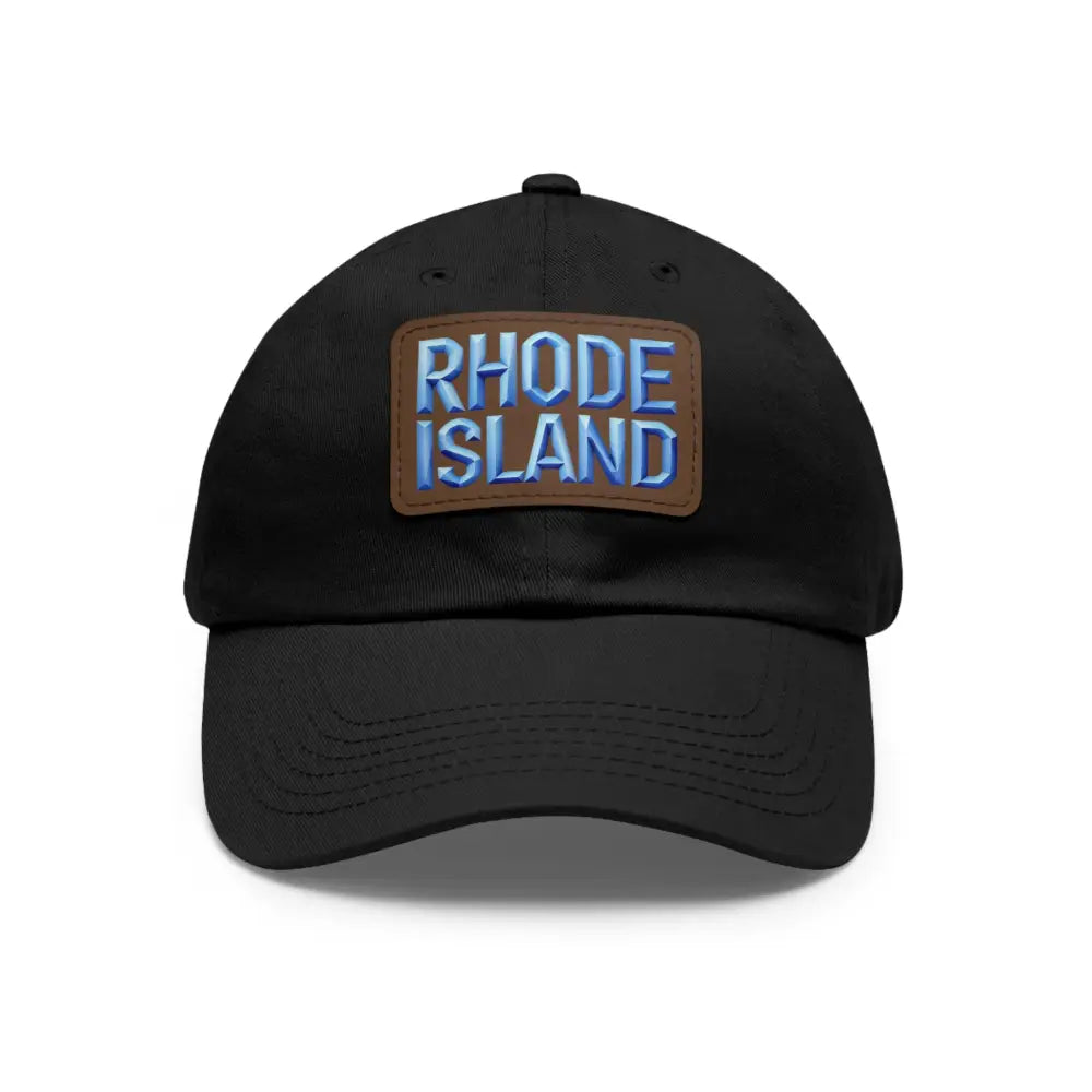 Black baseball cap featuring a Rhode Island patch for stylish headwear enthusiasts