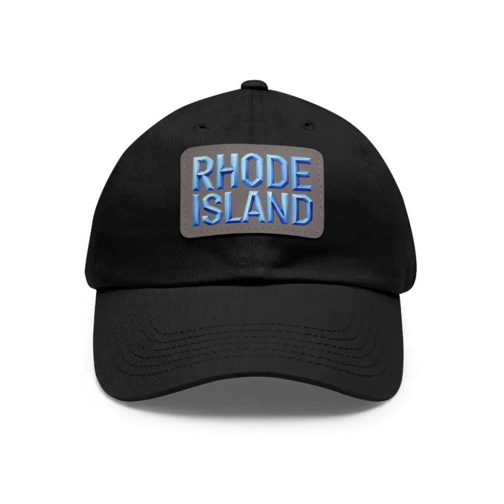 Black baseball cap featuring a Rhode Island patch for stylish casual wear