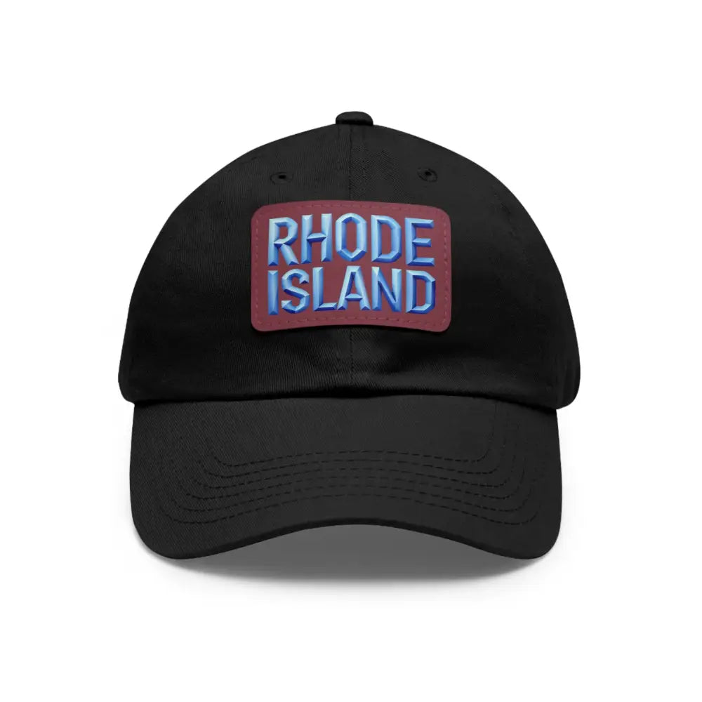 Black baseball cap featuring Rhode Island patch from Rhode Island Baseball Caps and Dad Hats