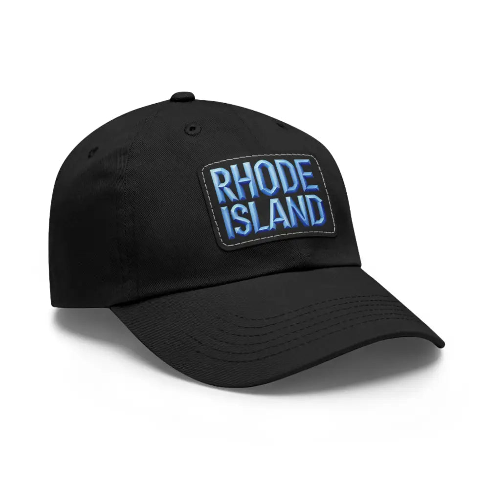 Black baseball cap featuring Rhode Island patch from Rhode Island Baseball Caps and Dad Hats