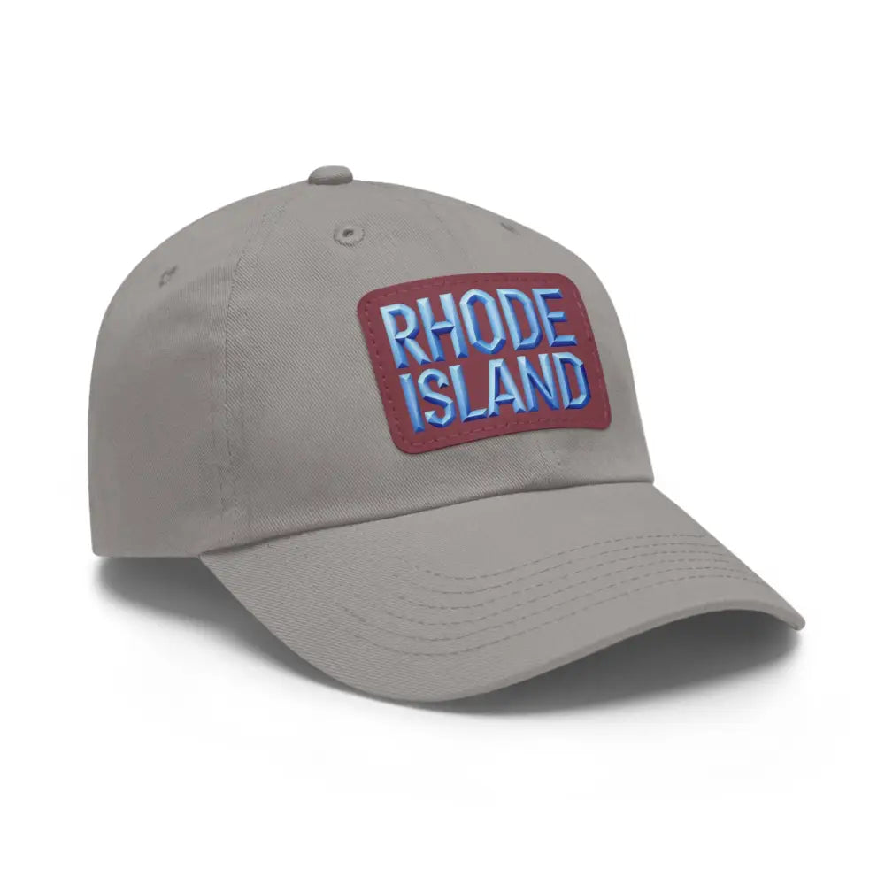 Gray baseball cap featuring a Rhode Island patch for stylish headwear enthusiasts