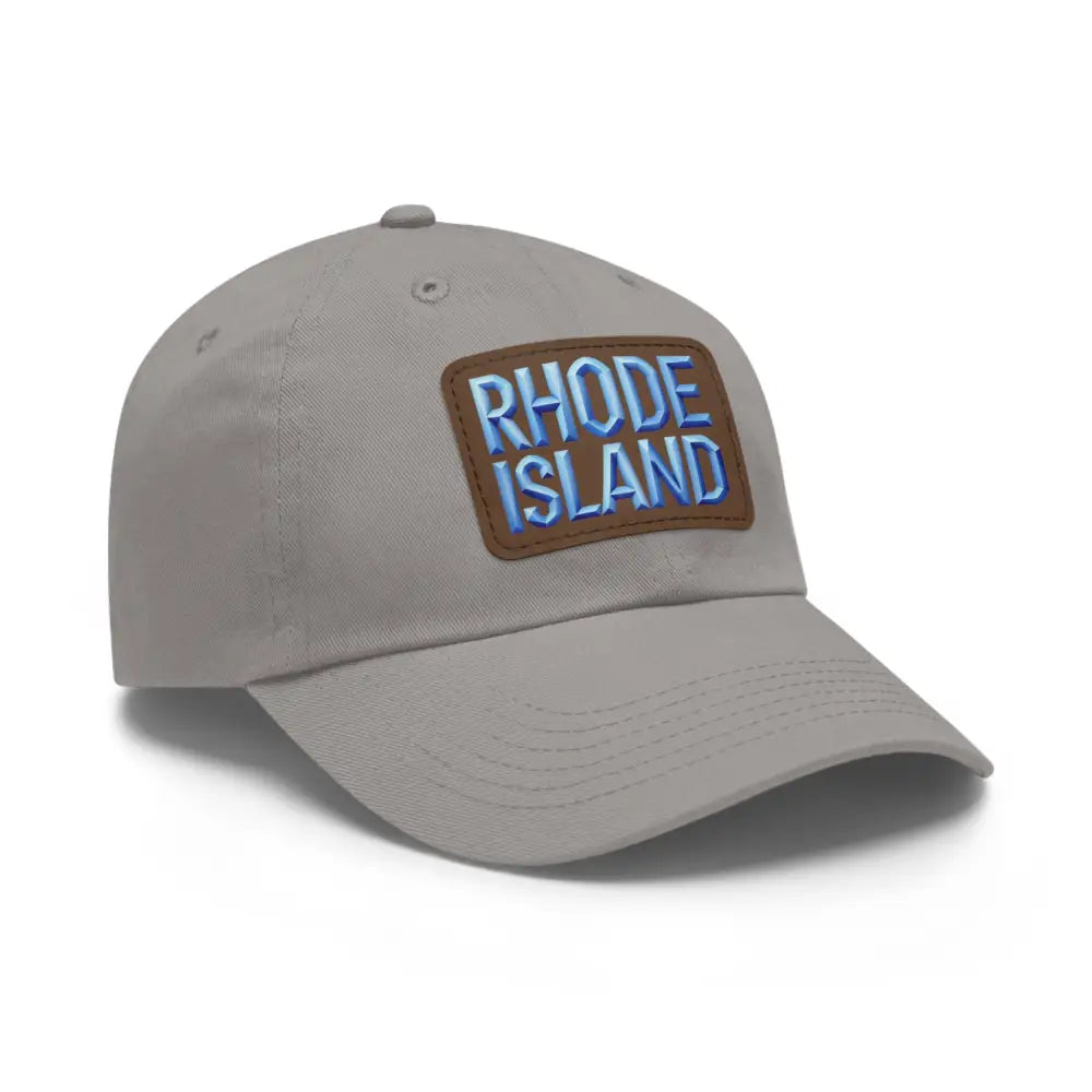 Gray baseball cap featuring Rhode Island patch from Rhode Island Baseball Caps and Dad Hats