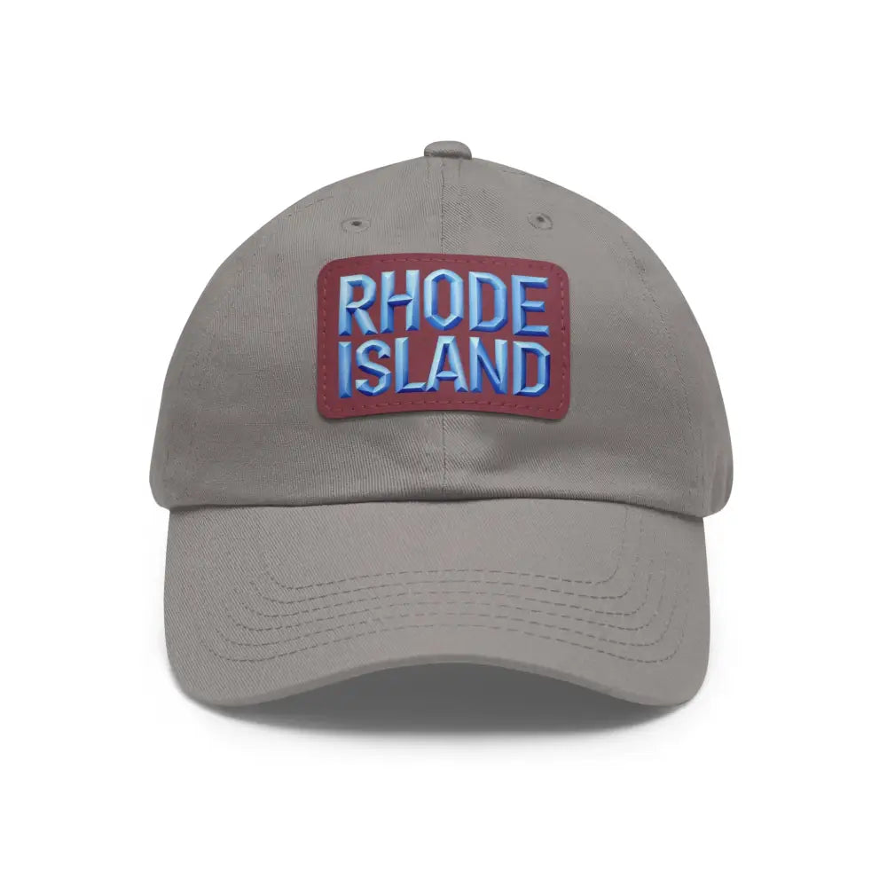 Gray baseball cap featuring Rhode Island patch from Rhode Island Baseball Caps and Dad Hats