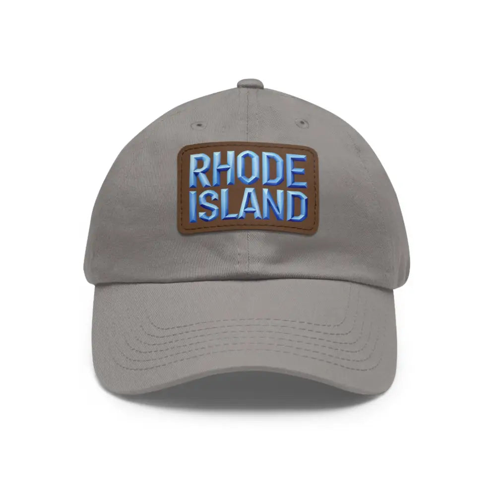 Gray baseball cap featuring a Rhode Island patch for stylish casual wear