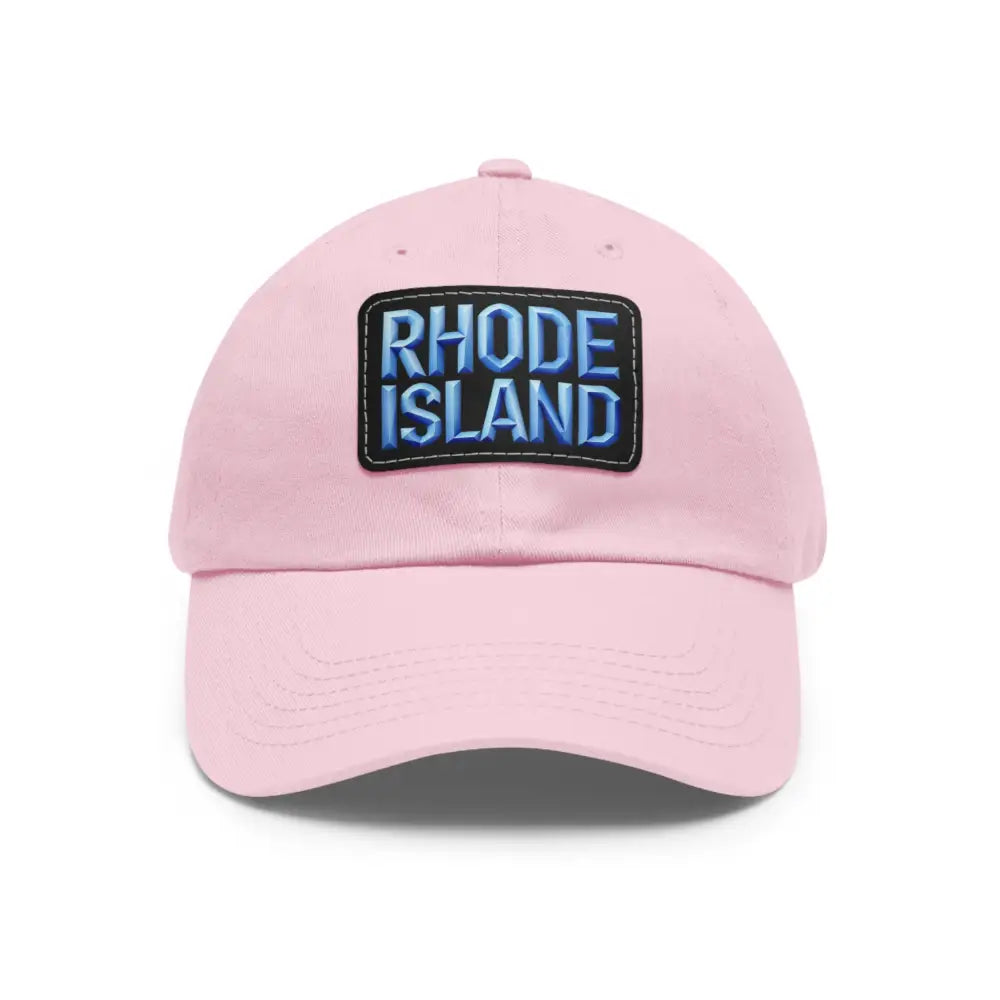 Pink baseball cap featuring a Rhode Island patch, ideal for casual wear and style