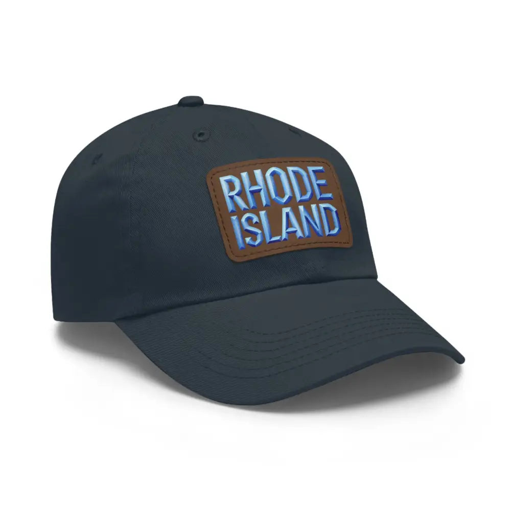 Navy baseball cap featuring Rhode Island patch, ideal for casual wear and sports fans