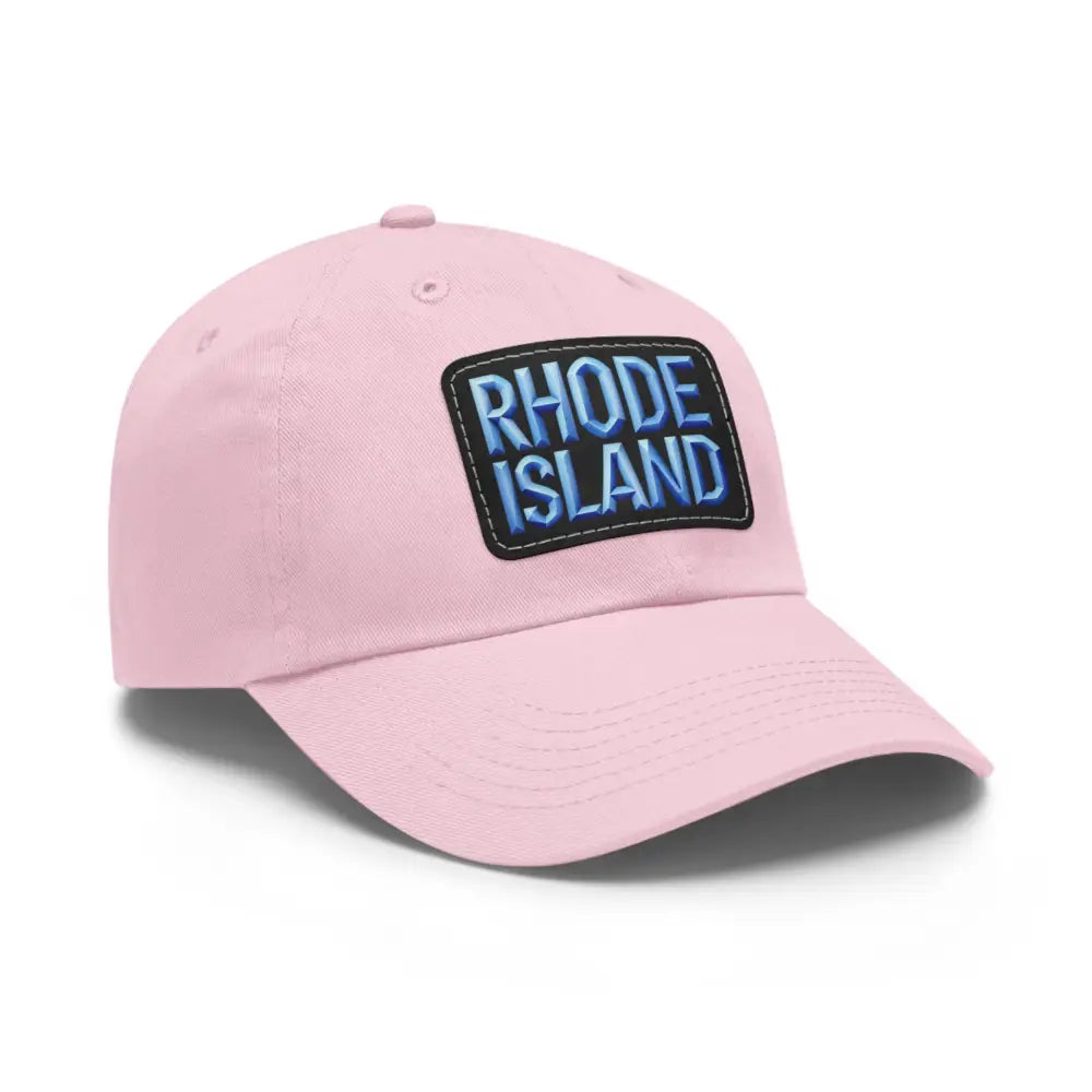 Pink baseball cap featuring Rhode Island patch from Rhode Island Baseball Caps and Dad Hats