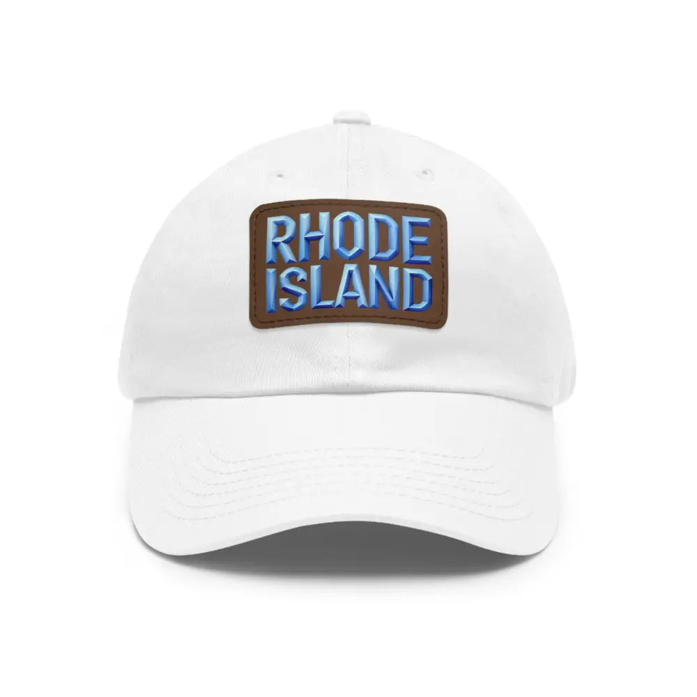 White baseball cap featuring Rhode Island patch for stylish accessory enthusiasts