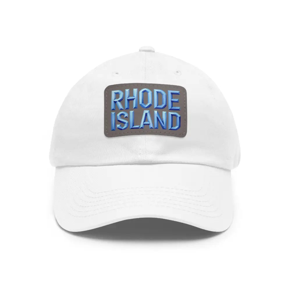White baseball cap featuring a Rhode Island patch for stylish outdoor wear