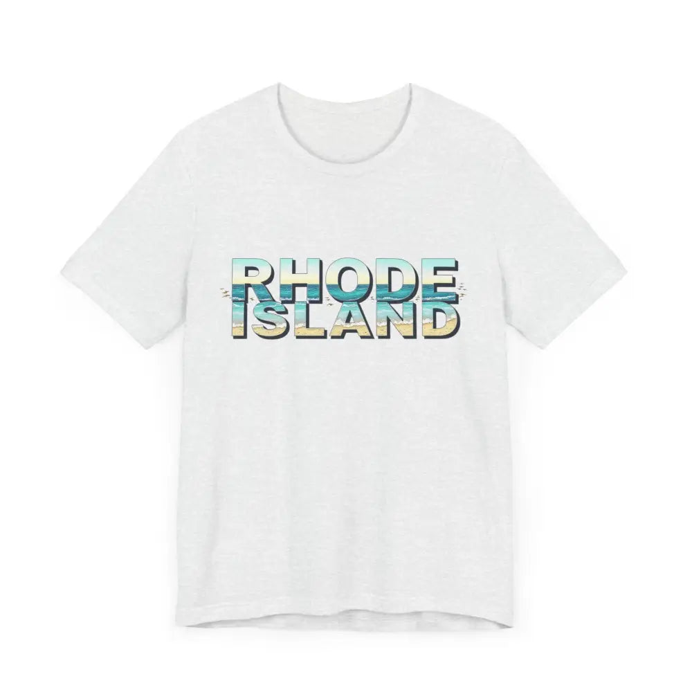 White Rhode Island Beach Vibes Unisex Tee Shirt with stylish text design