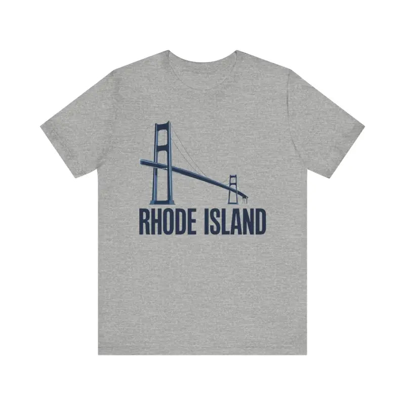 Gray Rhode Island Bridge Graphic Tee Unisex Short Sleeve T-Shirt displayed for sale