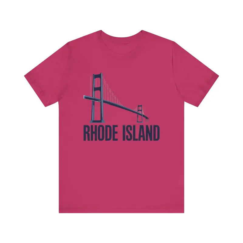 Pink Rhode Island Bridge Graphic Tee Unisex Short Sleeve T-shirt display image