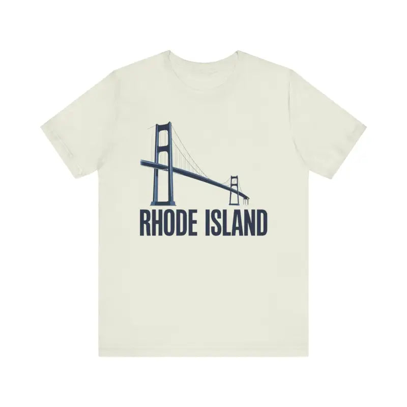 Rhode Island Bridge Graphic Tee Unisex Short Sleeve T Shirt displayed on a hanger