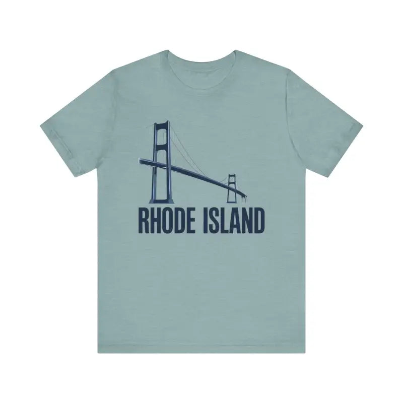 Light blue Rhode Island Bridge Graphic Tee unisex short sleeve T-shirt displayed