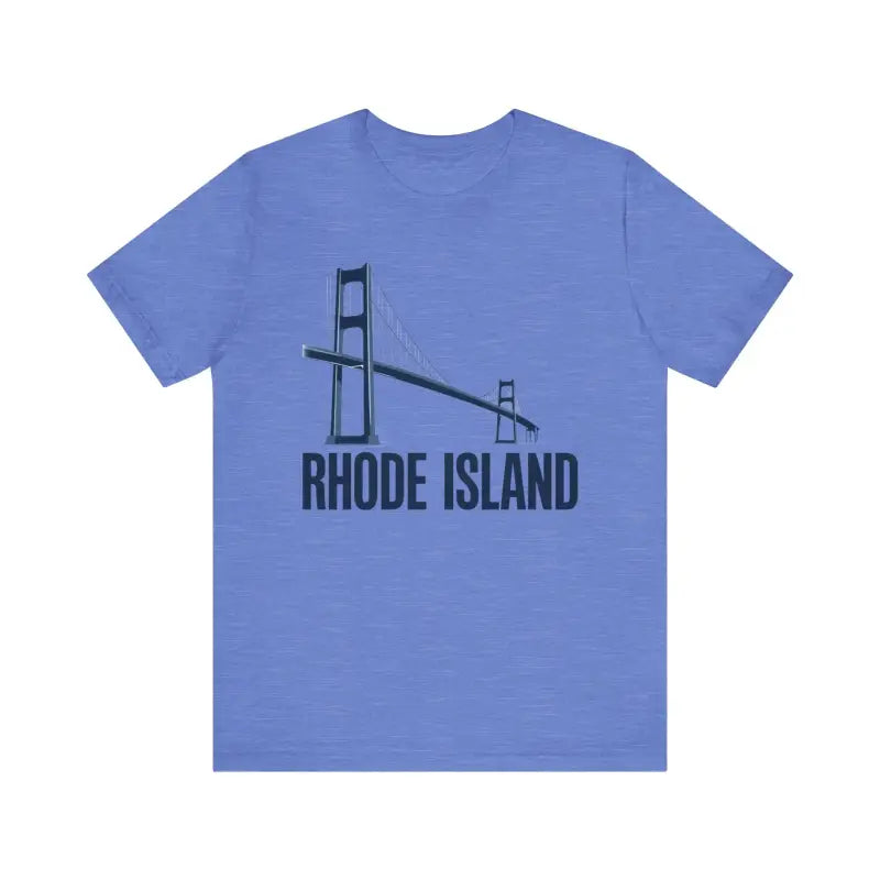 Blue Rhode Island Bridge Graphic Tee Unisex Short Sleeve T Shirt for casual wear