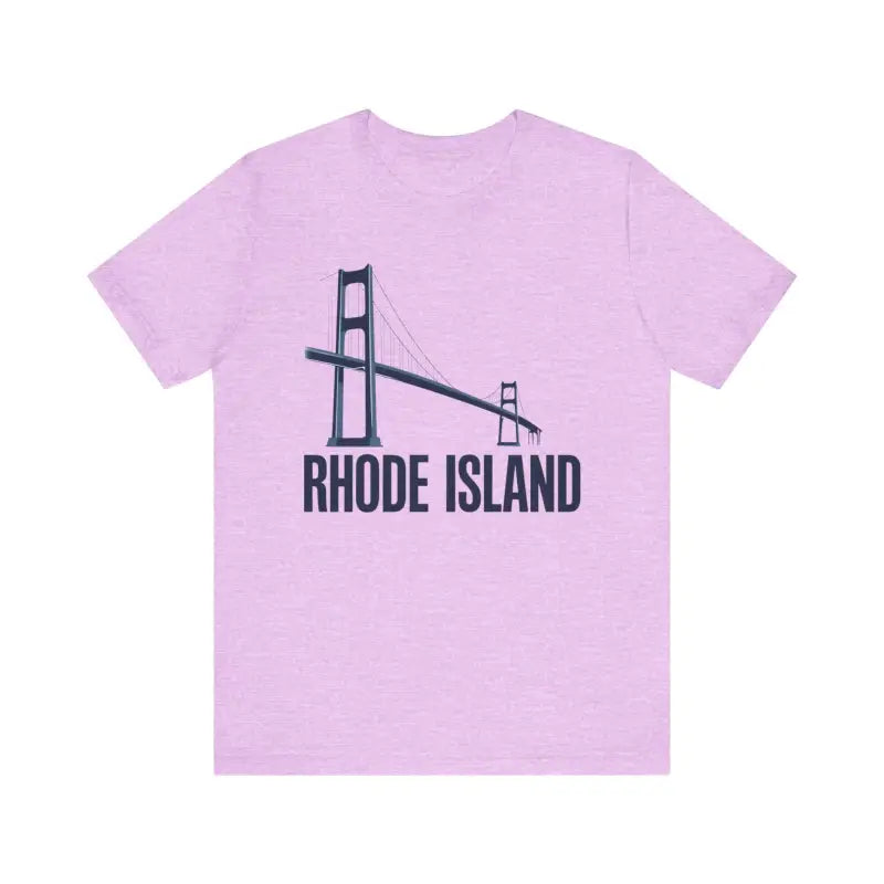 Pink Rhode Island Bridge Graphic Tee Unisex Short Sleeve T-Shirt for stylish casual wear