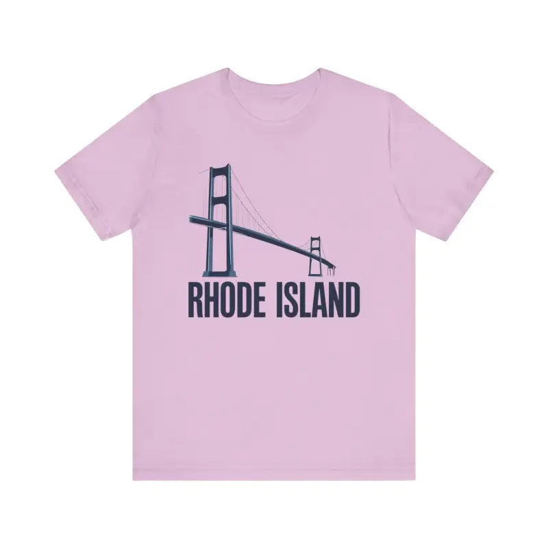 Pink Rhode Island Bridge Graphic Tee Unisex Short Sleeve T-Shirt for casual wear