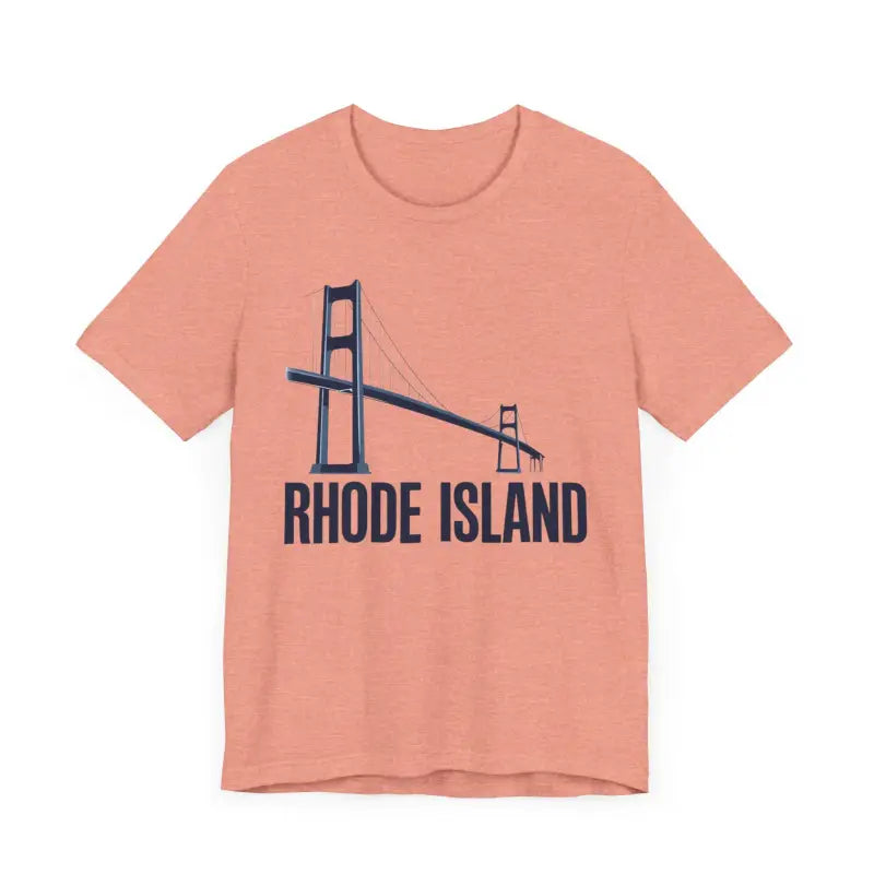 Peach-colored Rhode Island Bridge Graphic Tee Unisex Short Sleeve T Shirt
