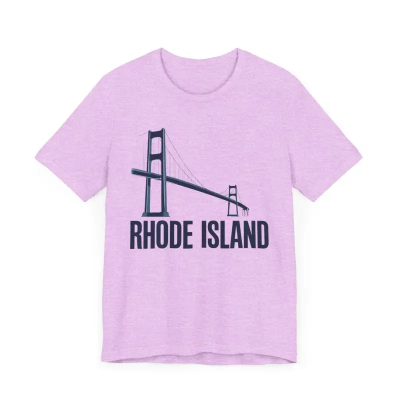 Pink Rhode Island Bridge Graphic Tee Unisex Short Sleeve T-Shirt for casual wear