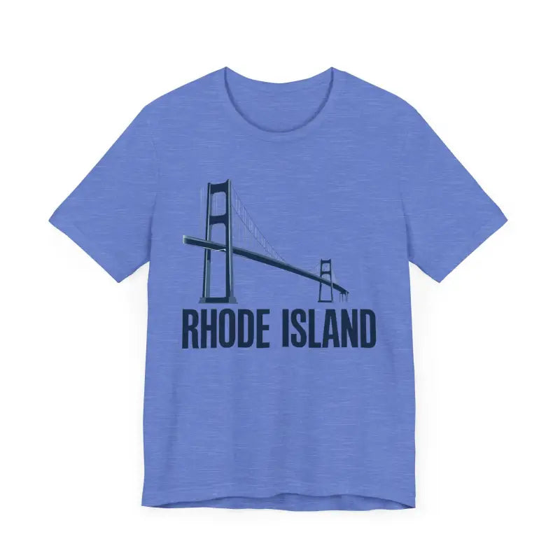 Blue Rhode Island Bridge Graphic Tee Unisex Short Sleeve T-Shirt for casual wear