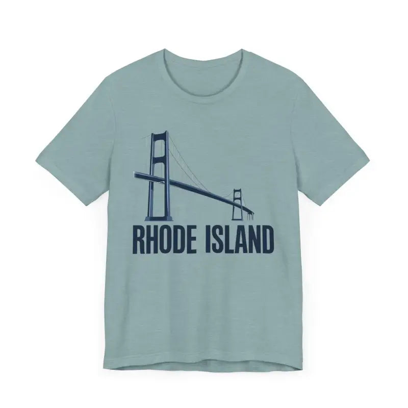 Light blue Rhode Island Bridge Graphic Tee unisex short sleeve t-shirt for casual wear