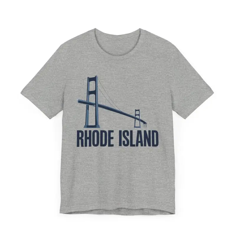 Gray Rhode Island Bridge Graphic Tee Unisex Short Sleeve T-Shirt for casual wear