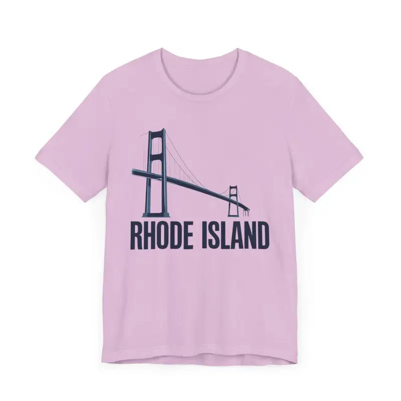Pink Rhode Island Bridge Graphic Tee Unisex Short Sleeve T-Shirt for casual wear