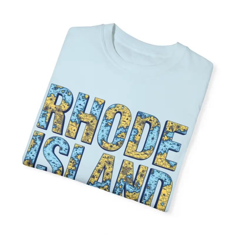 Folded Rhode Island Garment Dyed Unisex T-Shirt showcasing casual coastal vibe