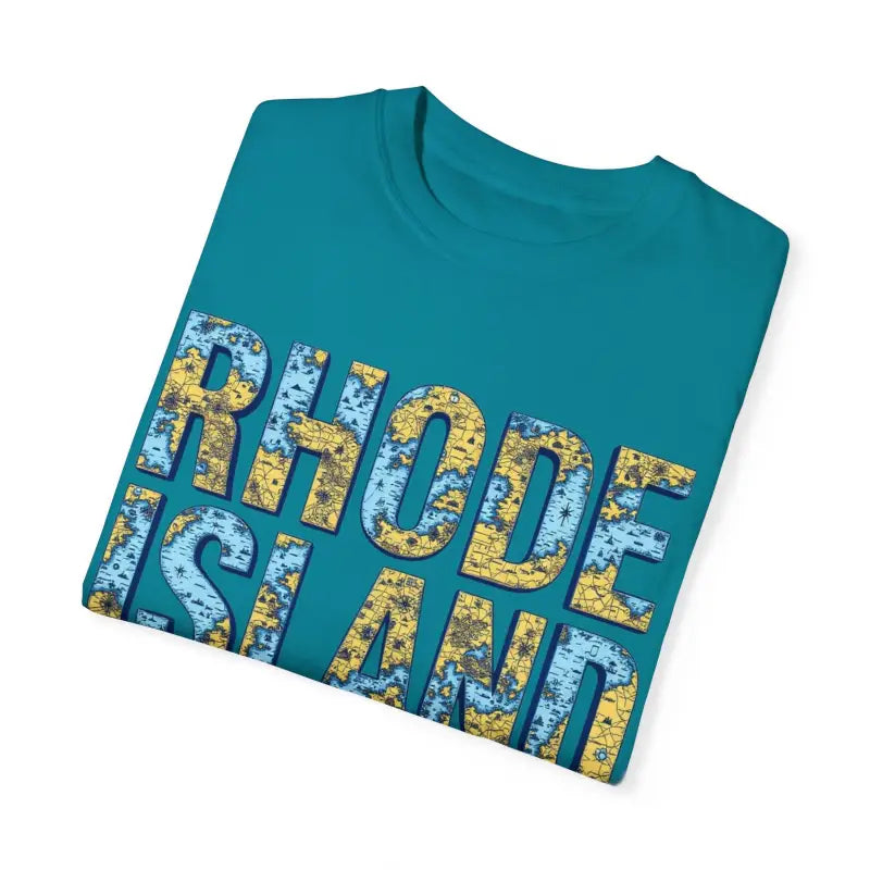 Folded teal t-shirt from Rhode Island Garment Dyed Unisex TShirt Coastal Vibe collection