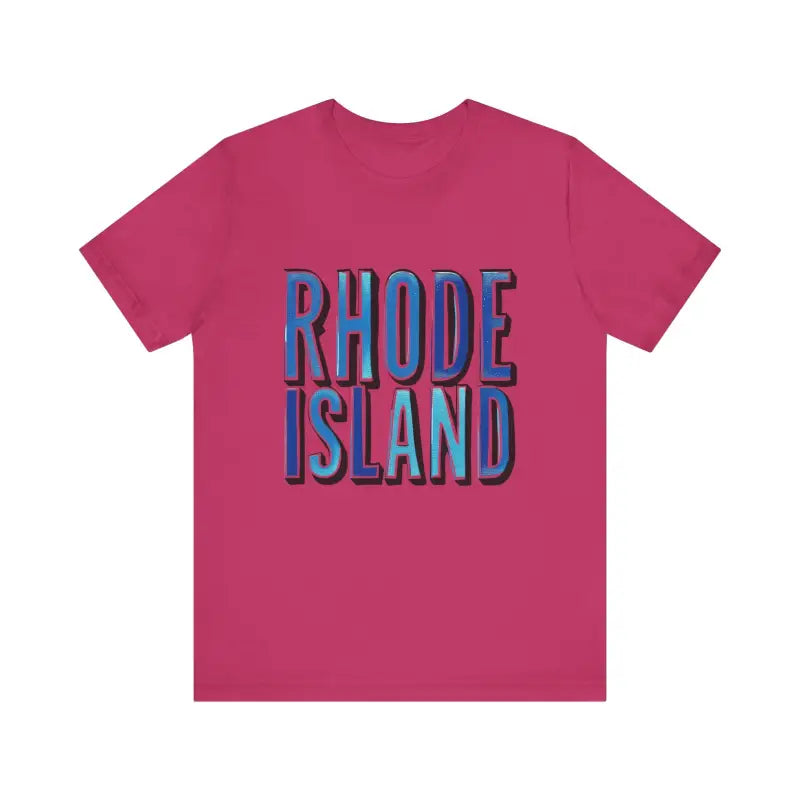 Rhode Island Graphic Tee Pink Unisex Jersey T Shirt displayed on a neutral background
