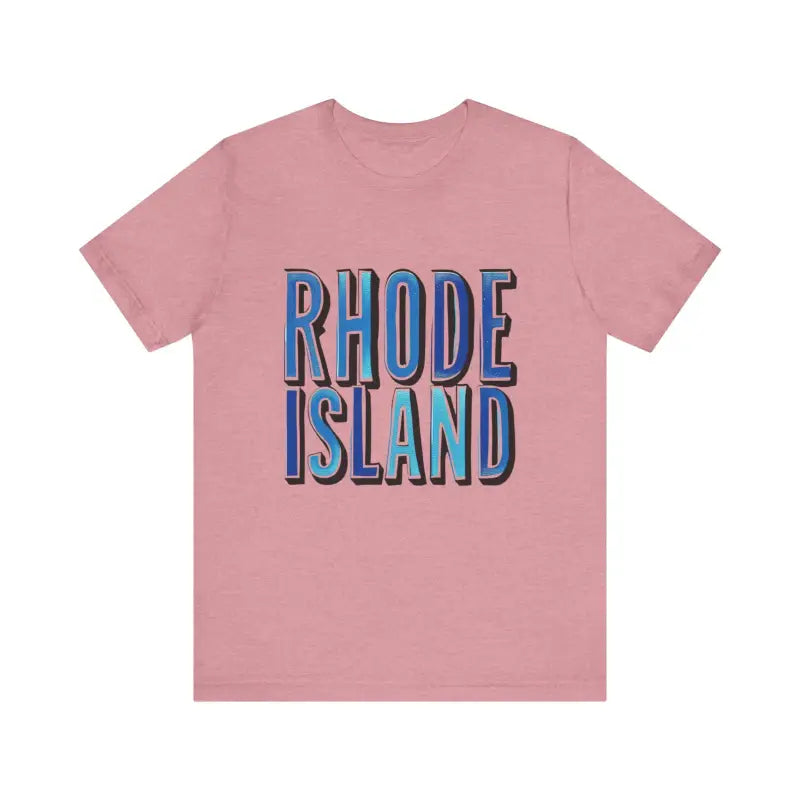Pink unisex jersey t-shirt featuring Rhode Island graphic design