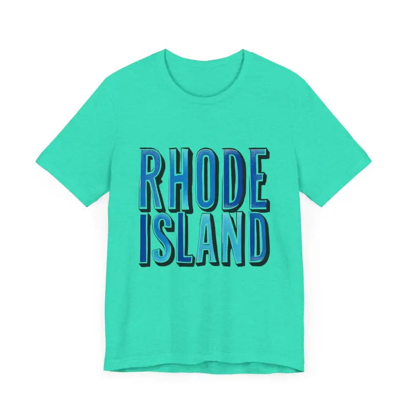 Aqua Rhode Island graphic tee for unisex, designed in a soft jersey fabric