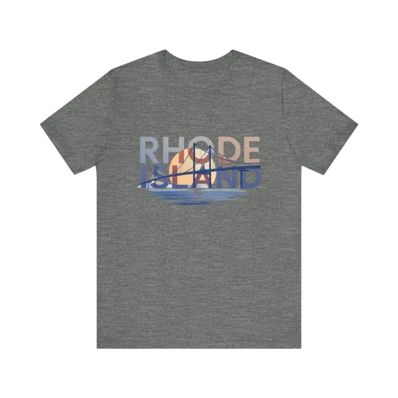 Gray t-shirt featuring Rhode Island graphic, ideal for casual and stylish wear