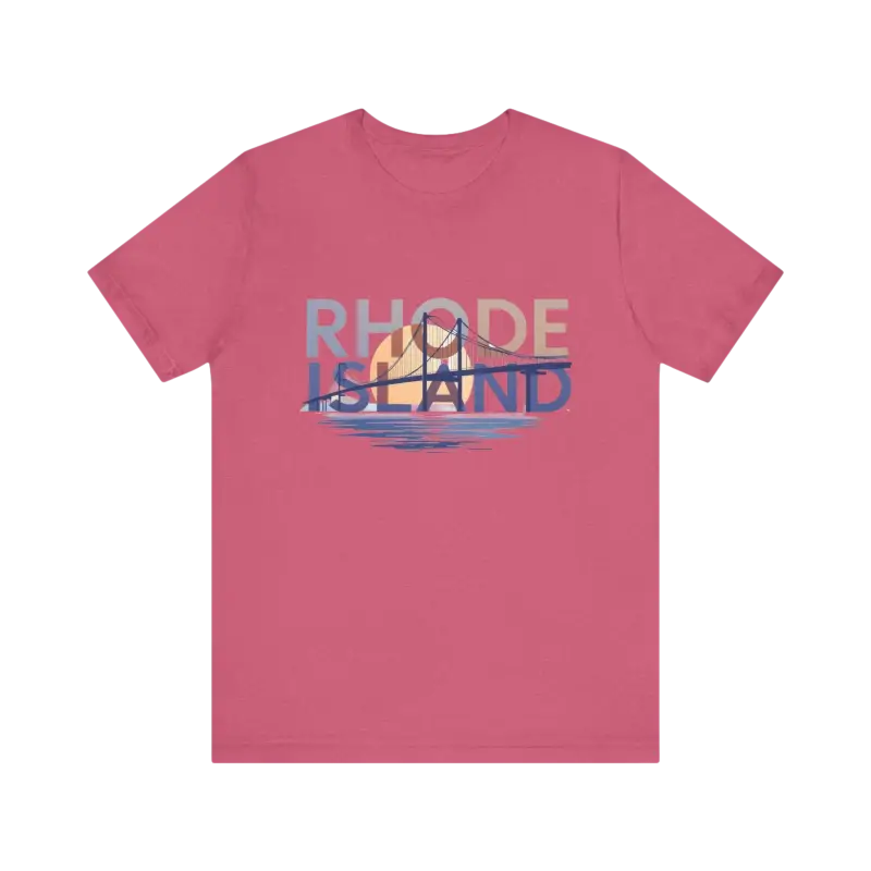 Pink t-shirt featuring Rhode Island graphic from Rhode Island Graphic Unisex Jersey Tee