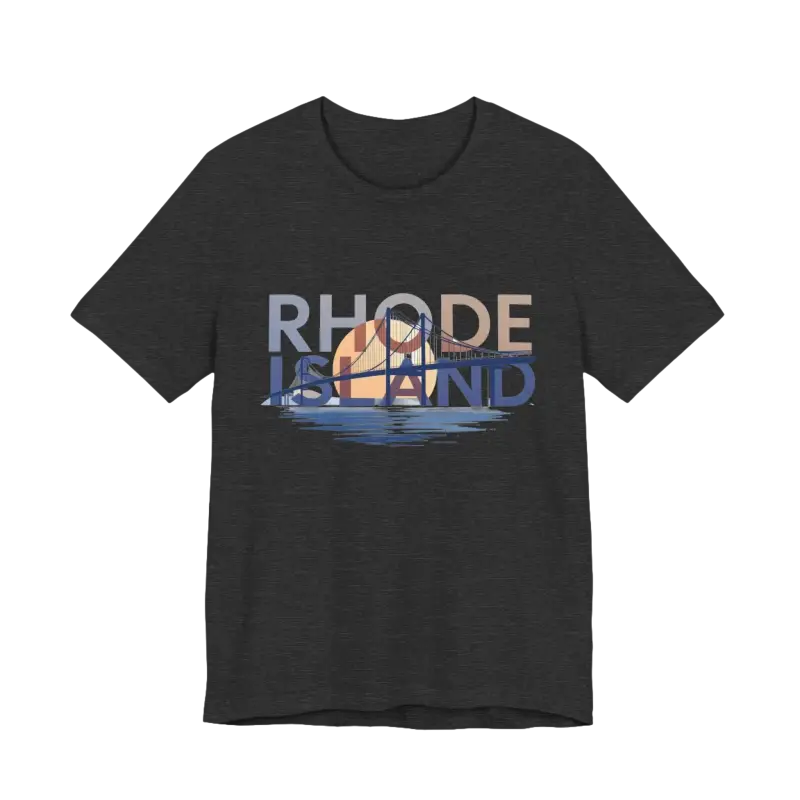 Black t-shirt featuring Rhode Island graphic from the Rhode Island Graphic Unisex Jersey Tee