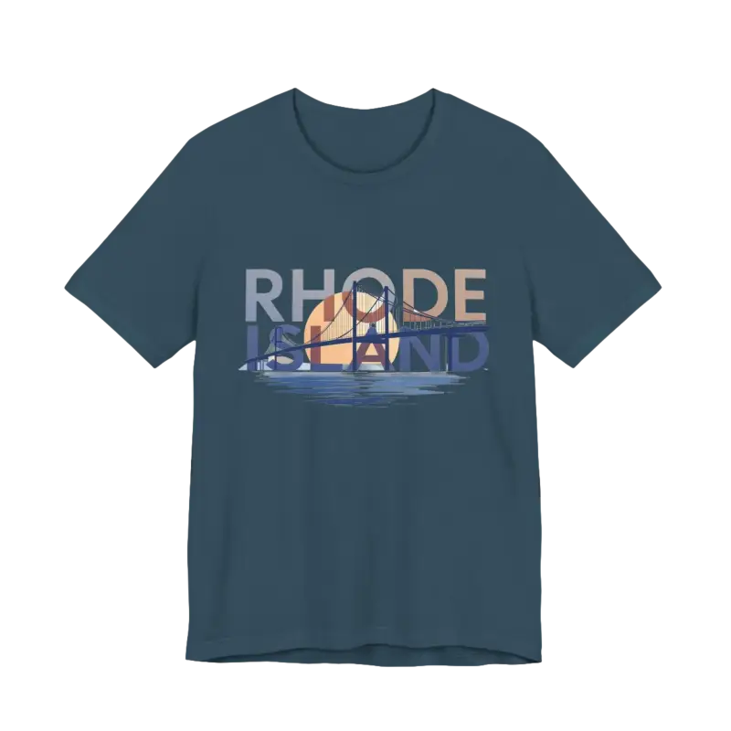 Blue Rhode Island Graphic Unisex Jersey Tee showcasing a unique design