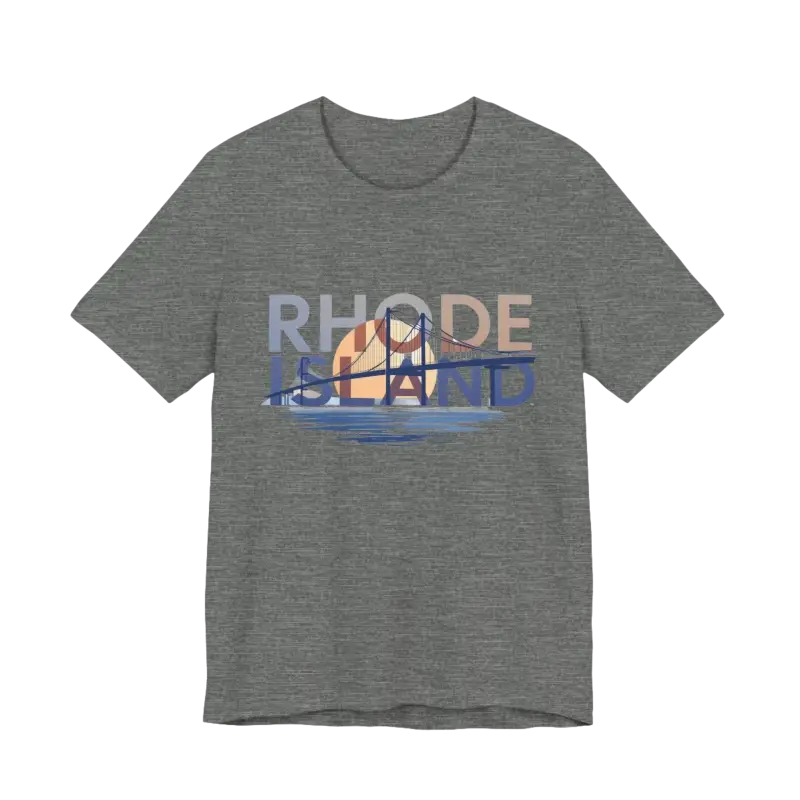 Gray Rhode Island Graphic Unisex Jersey Tee displayed on a neutral background