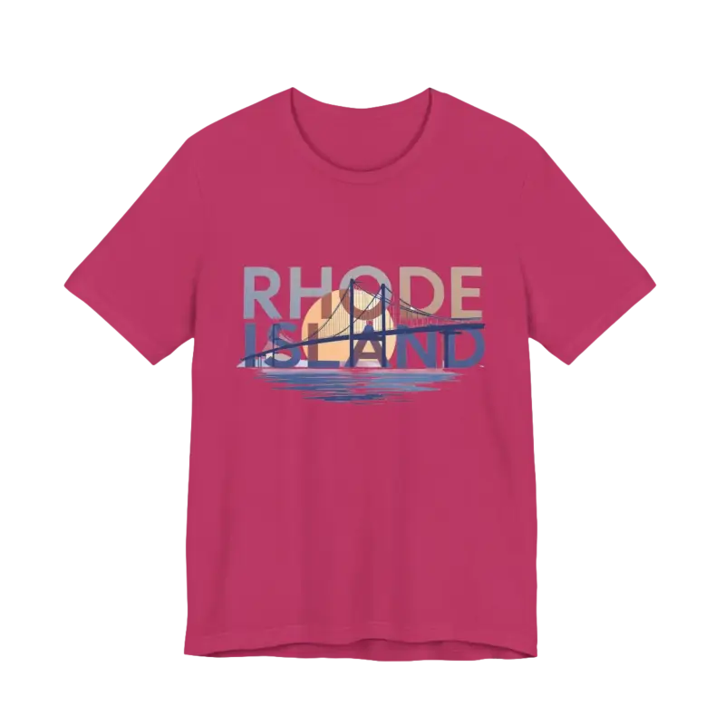 Pink Rhode Island Graphic Unisex Jersey Tee featuring a stylish design