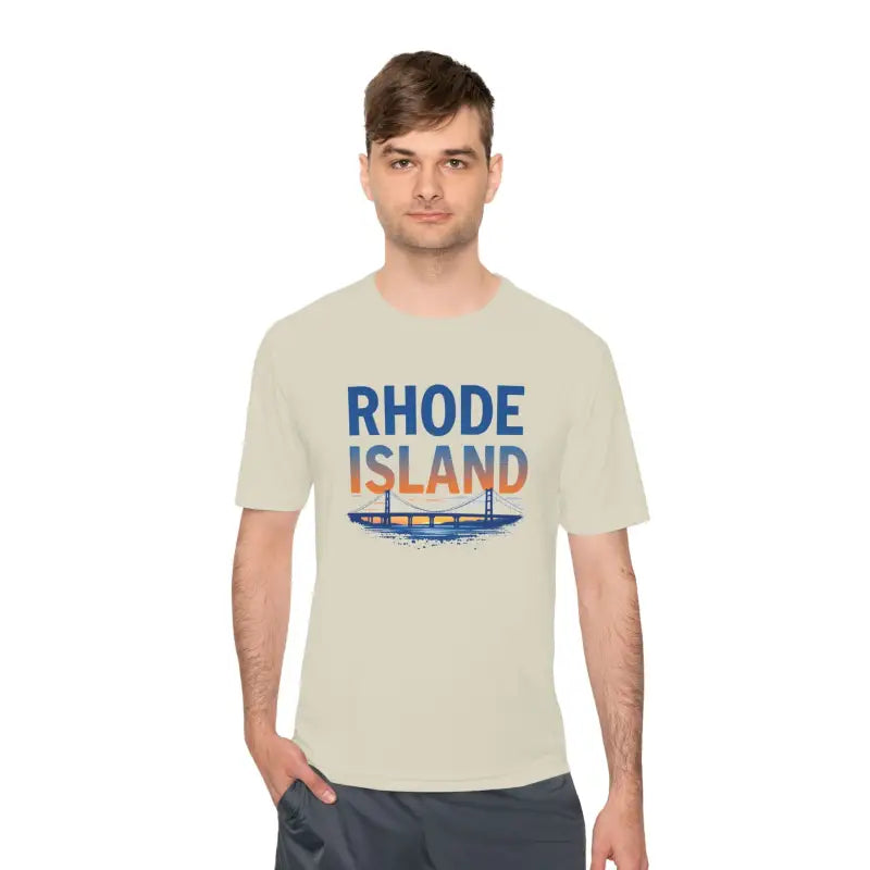 Rhode Island Graphic Unisex Moisture Wicking Tee featuring vibrant state design