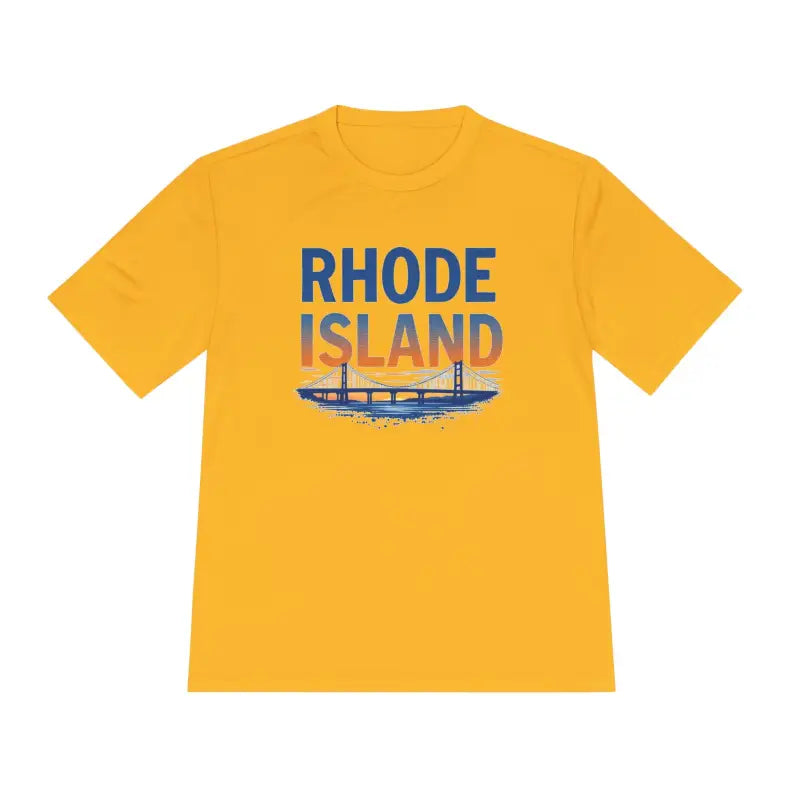 Yellow Rhode Island Graphic Unisex Moisture Wicking Tee for stylish comfort
