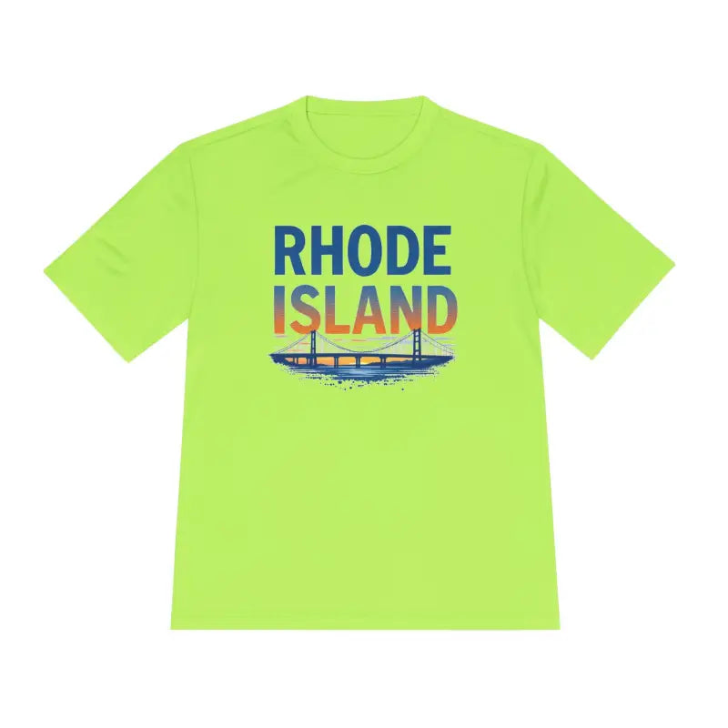 Chartreuse t-shirt Rhode Island Graphic Unisex Moisture Wicking Tee for active wear