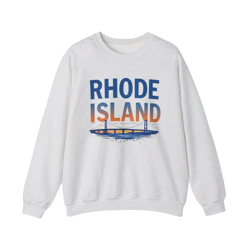 White Rhode Island sweatshirt featured in the Rhode Island Sunset Crewneck Sweatshirt