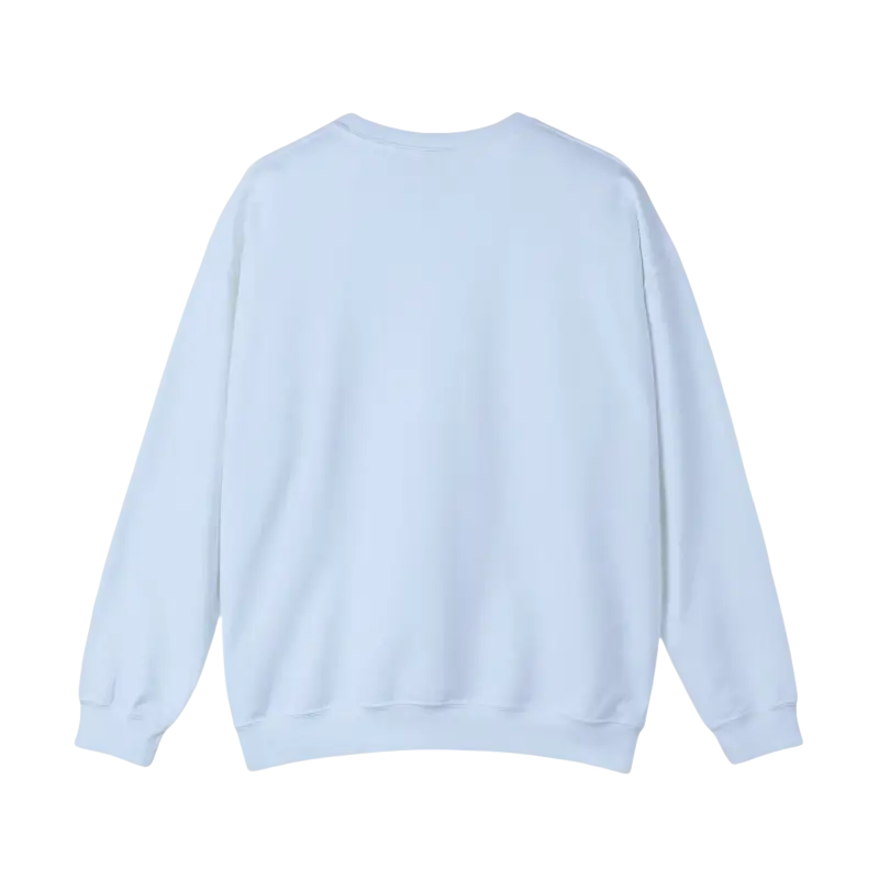 Light blue crewneck sweatshirt from Rhode Island Sunset collection in black, white, and pink