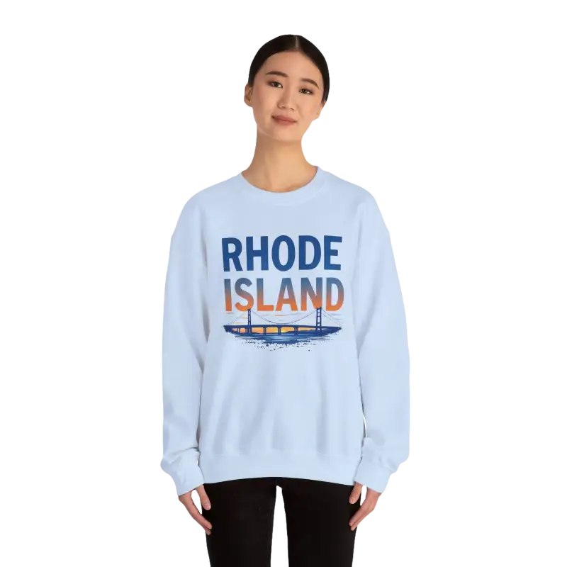 Light blue Rhode Island sweatshirt from the Rhode Island Sunset Crewneck collection