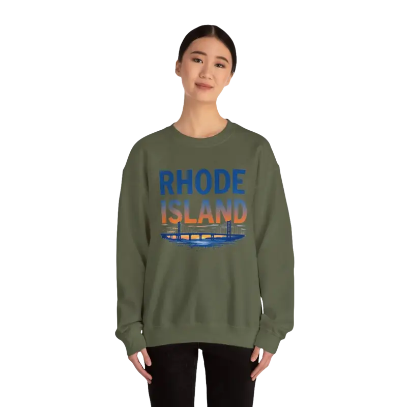 Olive green sweatshirt from Rhode Island Sunset Crewneck Sweatshirt collection