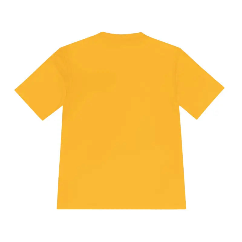 Yellow short-sleeved Rhode Island Unisex Moisture Wicking T-Shirt for outdoor travel