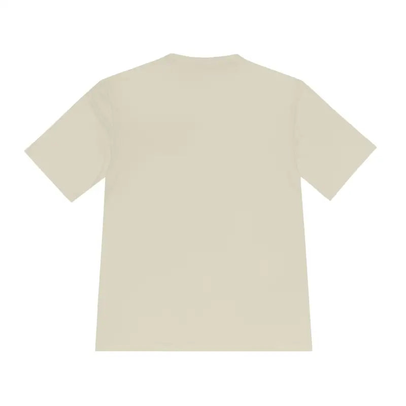 Beige short-sleeved Rhode Island Unisex Moisture Wicking T-Shirt for outdoor travel