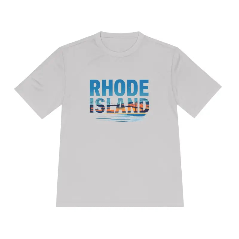 Gray Rhode Island Unisex Moisture Wicking T-shirt for Outdoor Travel