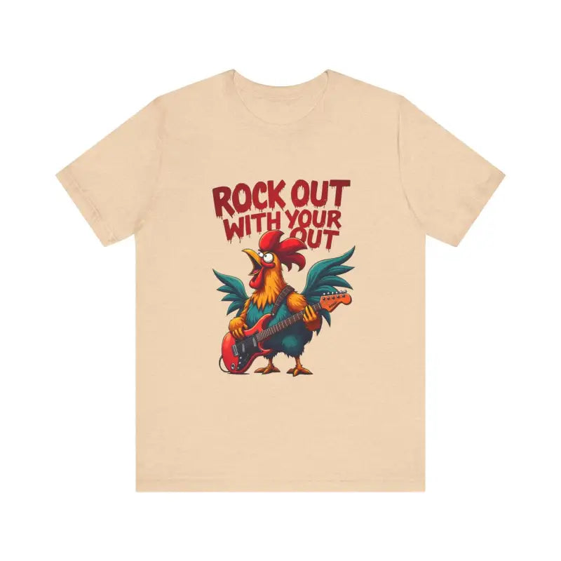 Beige t-shirt featuring rooster graphic, part of Rooster Graphic T Shirt collection
