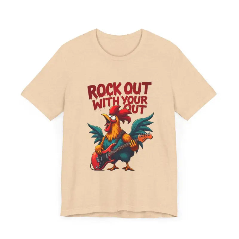 Beige t-shirt featuring a rooster graphic, part of the Rooster Graphic T Shirt collection